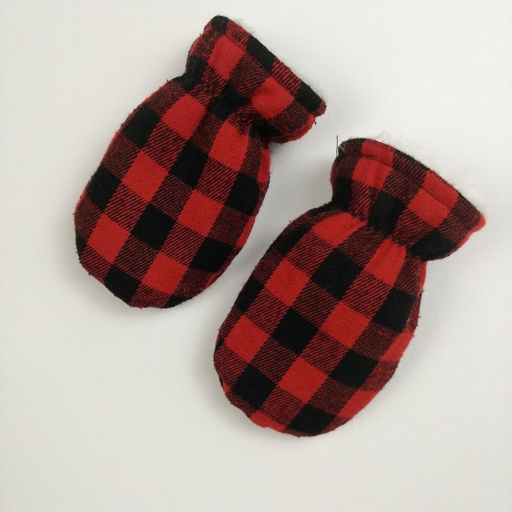 Joe Fresh Buffalo Plaid Sherpa Mittens 12-24 Months